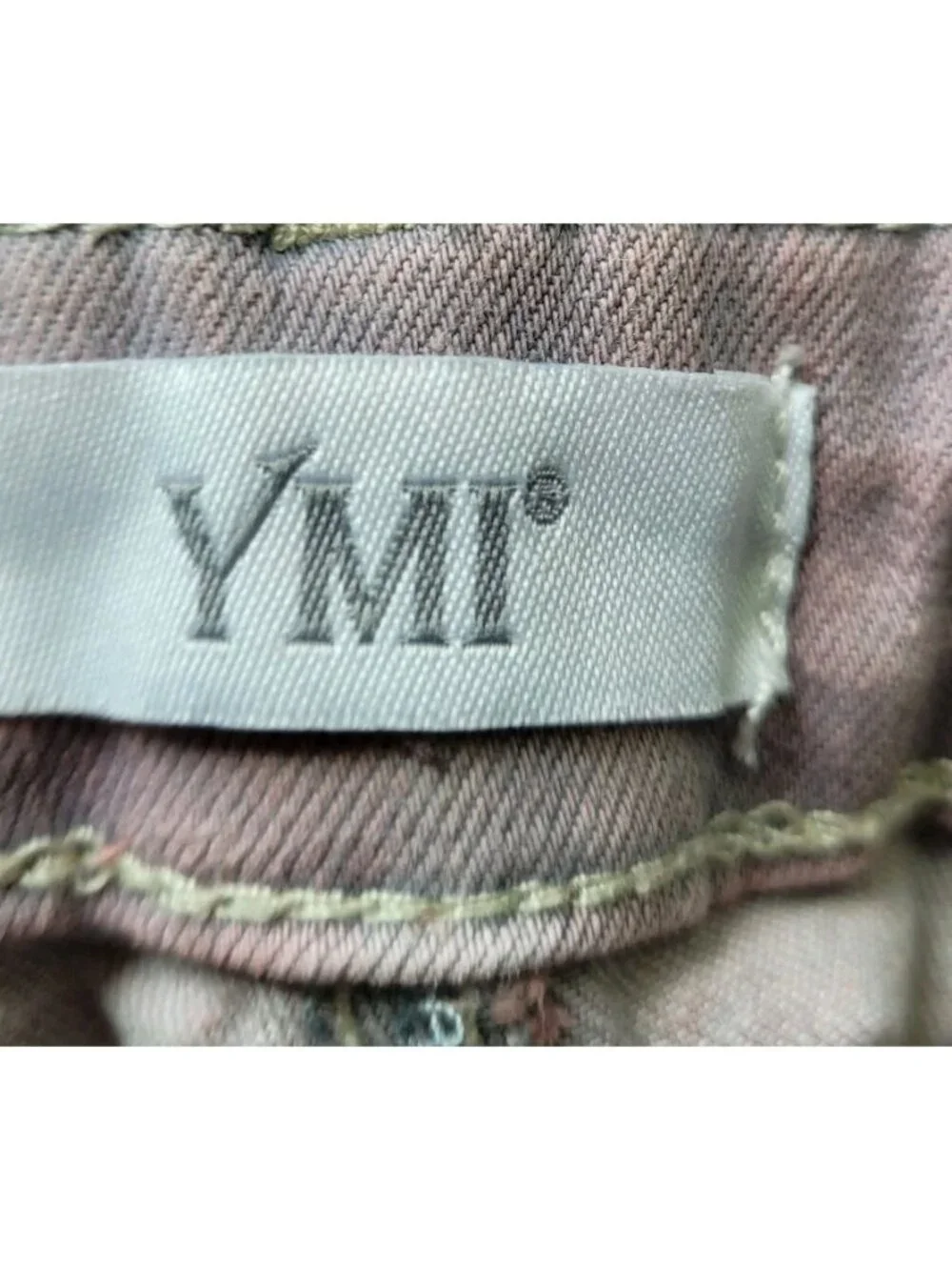 YMI Stretch Denim Shorts Bib Overalls Size 7 Tie Dye Rainbow Pink Blue Y2K Baggy